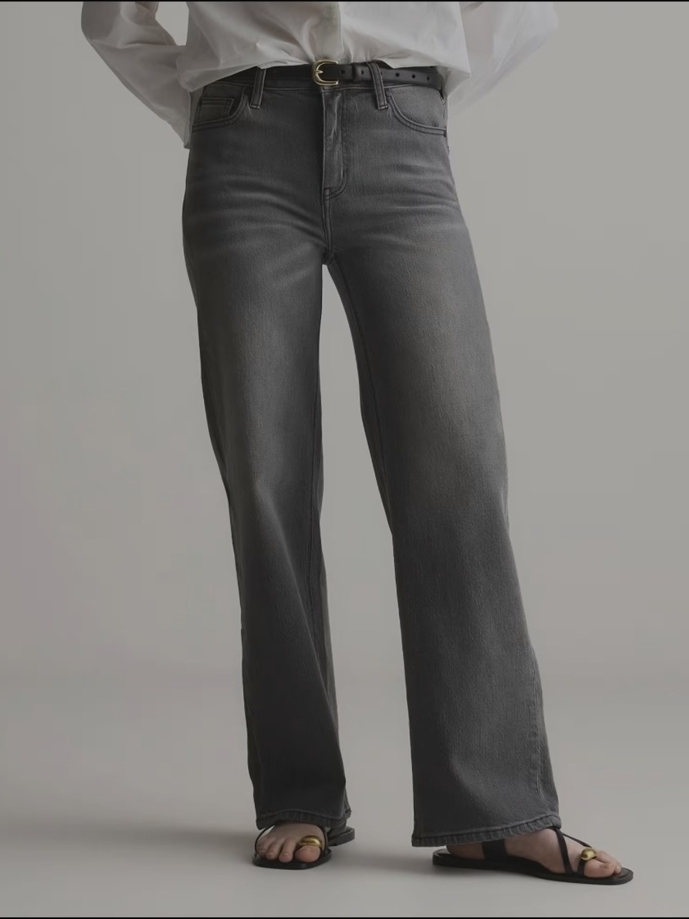 Quince Bella Stretch Relaxed Straight Jeans Women’s 29 Stonewashed Gray NWT